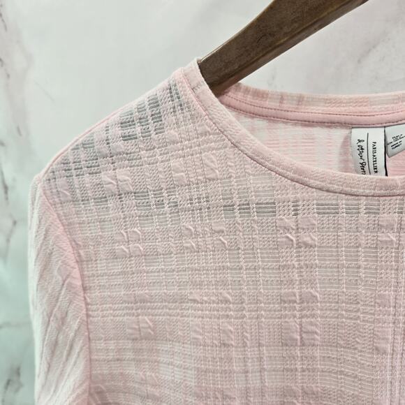 & Other Stories Shirt Womens 4 6 Small Light Pink Plaid Short Sleeve Sheer - Picture 2 of 11
